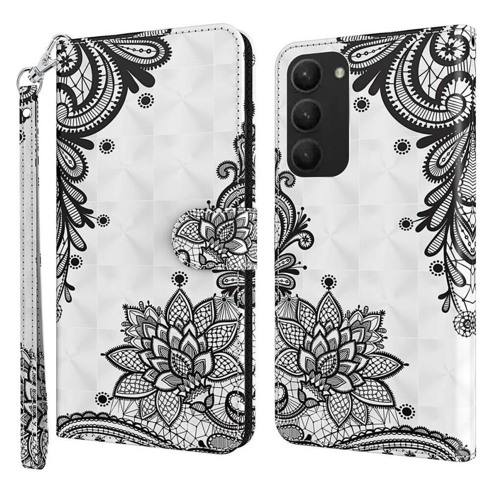 Cover-Discount Etui Glitzer Effekt Blumen schwarz (Samsung Galaxy S24+) (660171388I)