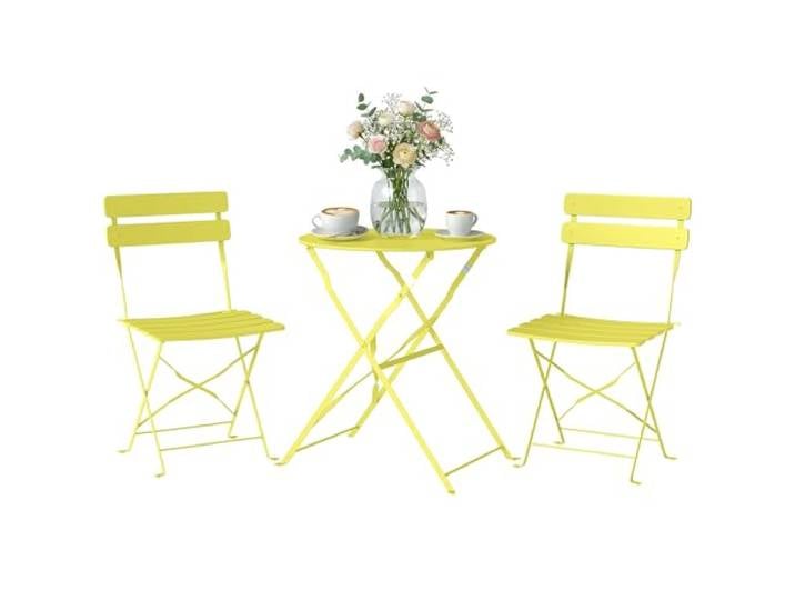 Outsunny Ensemble Bistrot de Jardin 3 Pièces san Montage Métal Jaune