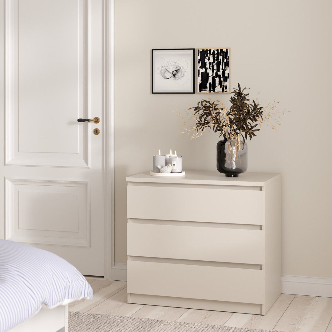 Latitude Run 77 cm W Chest of 3 Drawers Cashmere 70.1cm H X 77cm W X 50cm D