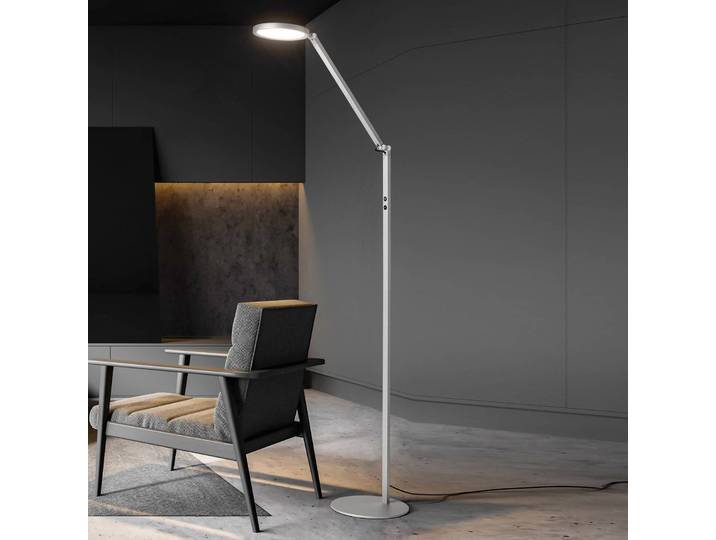 Fabas Luce LED Stehlampe Regina, dimmbar, alu / grau / zink, für Wohn- / Esszimmer, Metall, Modern