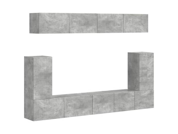 hliofuir TV-Schrank Wandmontiert 5-tlg Lowboard Beton-Grau Holzwerkstoff Schafft Ordnung im Wohnzimmer durch schwebende Bauweise, reichlich Stauraum mit 8 Türen und flexible Wandgestaltung.