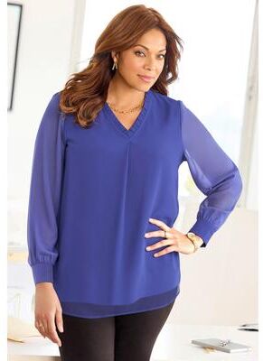 Plus Size Women's The Graceful Muse Blouse by Catherines in Ultra Blue (Size 6X)