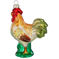 Christbaumschmuck Glas 10cm Hahn Figur Handbemalt Weihnachtsbaum Anhänger Weihnachten Christbaumanhänger Weihnachtsbaumschmuck Bauernhof Tiere Bunt