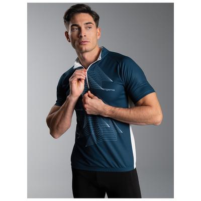 Poloshirt TRIGEMA "TRIGEMA Fahrradjacke mit Spiralförmigen Design", Herren, Gr. M, saphir, 100% Polyester (recycelt), ohne Ausschnitt, Shirts
