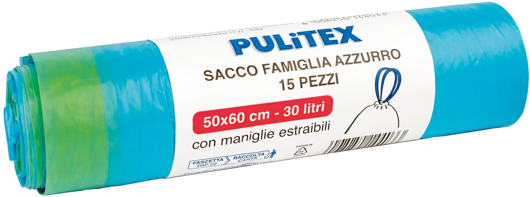 Tecnomat SACCO AZZURRO PULITEX 50x60 cm 30 l ROTOLO DA 20 PEZZI SISTEMA SACCO PRATICO