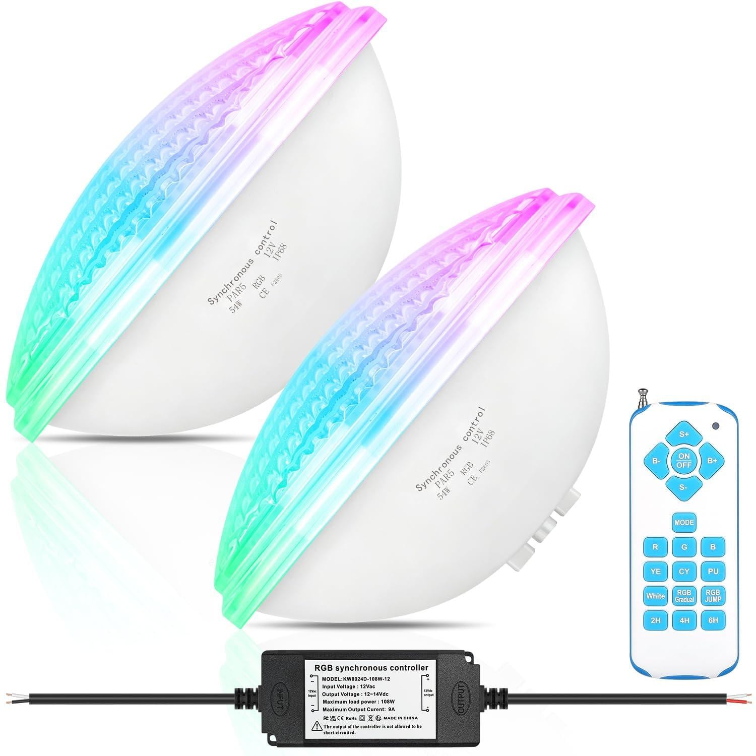 LED Zwembad PAR56 54W RGBW met afstandsbediening en IP68 waterdicht
