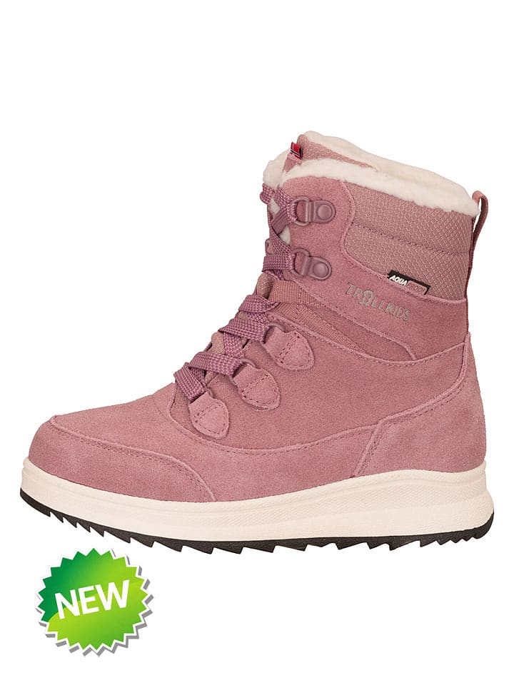 Trollkids Leder-Winterstiefel "Lillehammer" in Rosa - 36