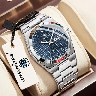 Youfap Market Luxury Men Clock Fashion, Waterproof Chronograph Date Watch, Original Luminous Leather Quartz Watch For Men silver Blue