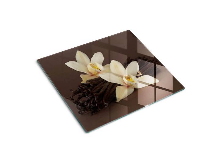 Tulup Glasplatte 60x52 cm Vanilleschote, Weiß, Glas, 60x0.4x52 cm, Küchen, Küchenelektrogeräte, Herde, Herdabdeckplatten