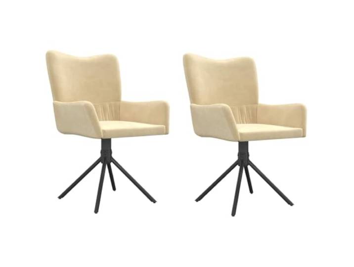 KUTYWEXFM Esszimmerstühle 2er Set Drehbar Creme Samt Stuhl mit Armlehne Moderne drehbare Polsterstühle mit Samtbezug und Armlehnen für Küche und Wohnzimmer, 360 Grad Flexibilität im 2er Set.