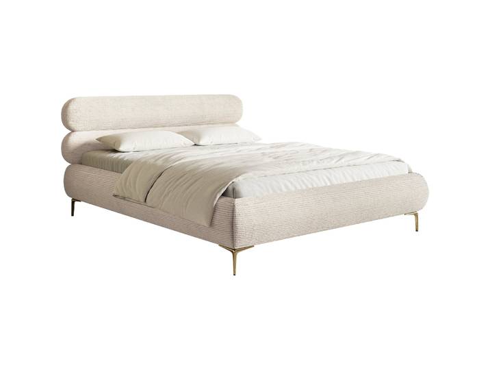 Gepolstertes Bett 160x200 cm Roule Cord hellbeige Cord Stoff,