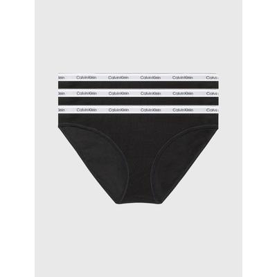 Bikinislip "3 PACK BIKINI (LOW-RISE)", Damen, Gr. L (40), 3 Stk., schwarz (schwarz, schwarz, schwarz), Jersey, Obermaterial: 90% Baumwolle, 10% Elasthan, CALVIN KLEIN UNDERWEAR, unifarben, körpernah, Unterhosen, Low Rise mit Logobund