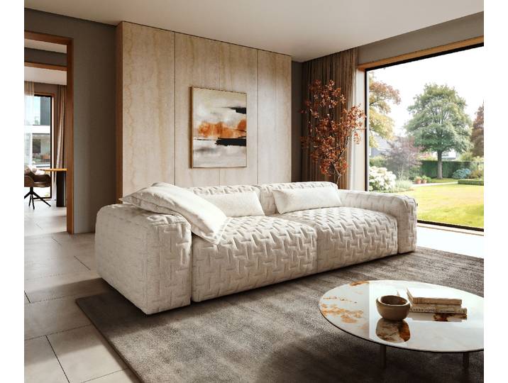 Grand canapé Freestyle Icon 280x110 cm Bouclé beige doux
