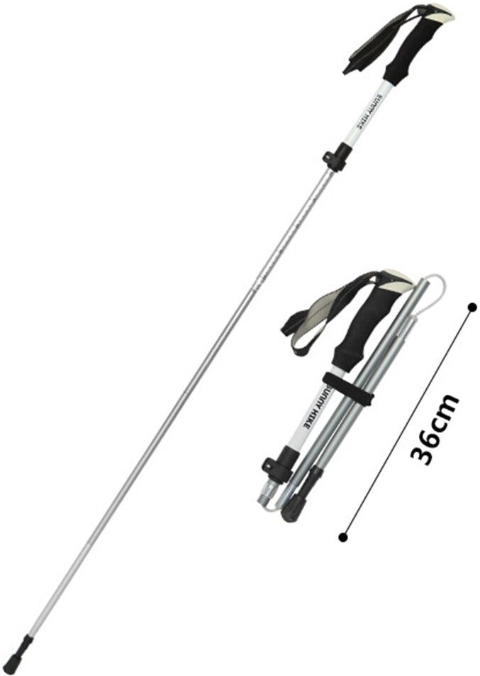 INF 2er-Set lange verstellbare Aluminium Trekkingstöcke für Körpergröße 165-190cm - 5-teilige zusammenklappbar mit EVA-Griff Weiß