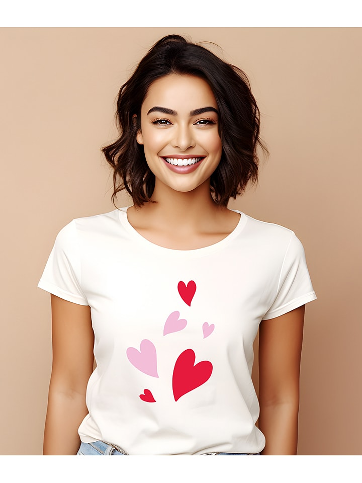 WOOOP Shirt "Hearts" in Weiß - L