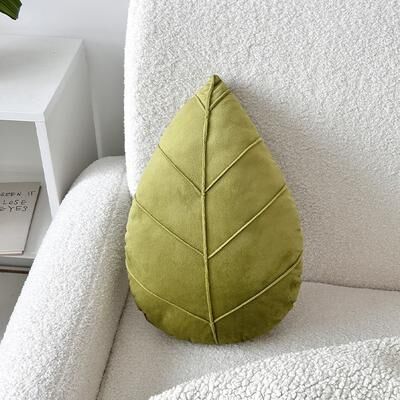 Uplifted Trends Leaf Shaped Pillow Nordic Decor Cushion For Sofa Minimalist Green Accent Pillow leaves Green