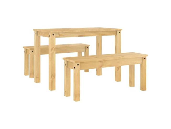 3-teiliges Essset aus massivem Kiefernholz Tisch mit Bank, rustikaler Charme, pflegeleicht, robuste Tischplatte, 110 kg pro Sitzfläche