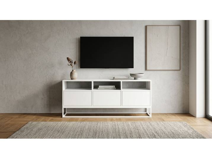 TV Sideboard – weiß/grau/schwarz MDF Beschichtet MDF Weiß matt