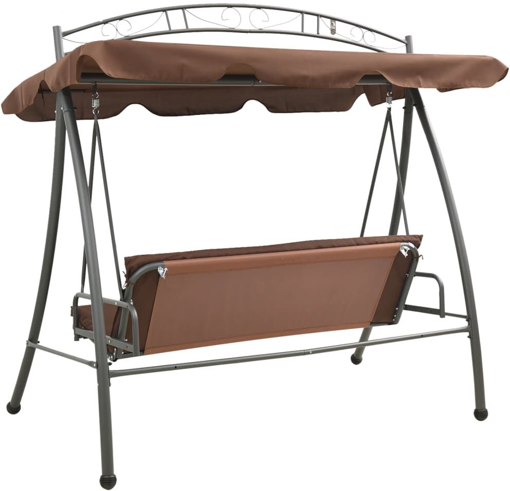 vidaXL Balancelle convertible d'extérieur avec auvent Café