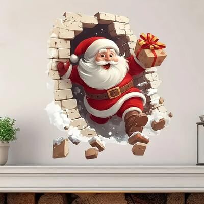 Uplift Treasures Santa Claus Removable Wall Decal Easy to Install Christmas Sticker For Living Room & Holiday Home Decor Santa Claus Removable Wall Decal Easy to Install Christmas Sticker For Living Room & Holiday Home Decor