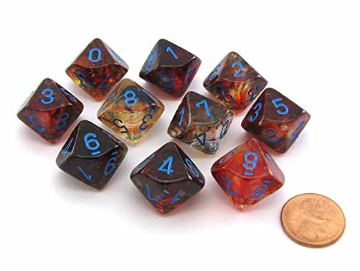 Chessex D10 Dobbelstenenset: Nevel Luminary - Primair w/Blauw (10)
