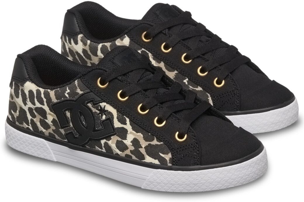Sneaker DC SHOES "Chelsea", Mädchen, Gr. 5(36), schwarz (cheetah, schwarz), Obermaterial: Textil / Futter: Textil / Außensohle: Gummi., Schuhe Sneaker