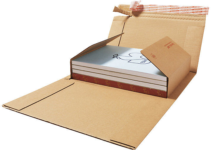 Buchverpackung Variofix, Selbstklebeverschluss, braun, LxB 315 x 315 mm, Füllhöhe 0 - 80 mm, ab 20 Stk ratioform flow