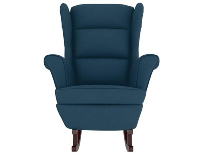 NLQMSU Schaukelstuhl mit Ohren, Velours, Blau Massives Gummibaumholz, optimaler Komfort, maximale Belastung 110 kg, für Wohnzimmer