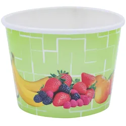 VEPATIM 45x Eisbecher Pappe rund 140 ml O 73mm Höhe 52mm "Fruchtreigen"