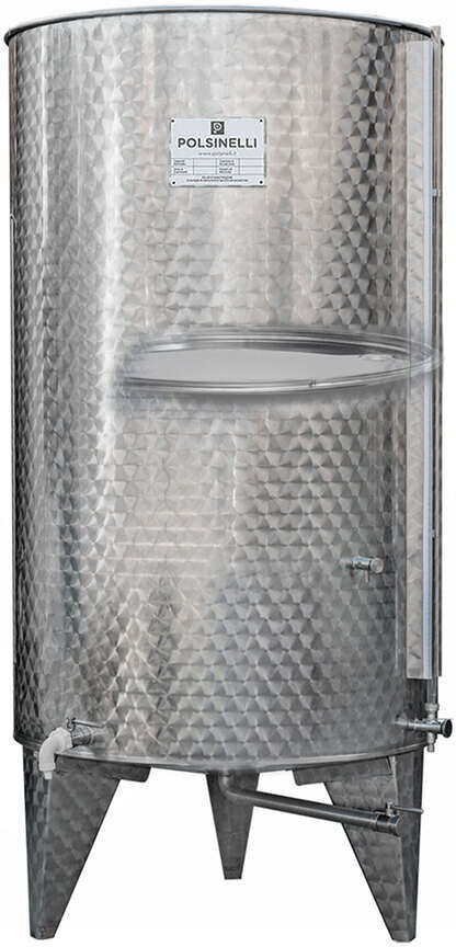 Polsinelli Serbatoio inox 1000 L fondo conico galleggiante ad aria