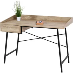 Konsolentisch MCW-J97, Schminktisch Ablagentisch, Schublade 3D-Struktur 98x114x60cm MVG-zertifiziert ~ Eiche-Optik