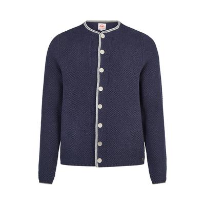 Trachtenstrickjacke SPIETH & WENSKY "Spieth & Wensky Strickjacke Klemens", Herren, Gr. S, blau (nachtblau), Obermaterial: 50% Wolle WO. 50% Polyamid PA., uni, regular fit, Strickjacken, mit Stehkragen