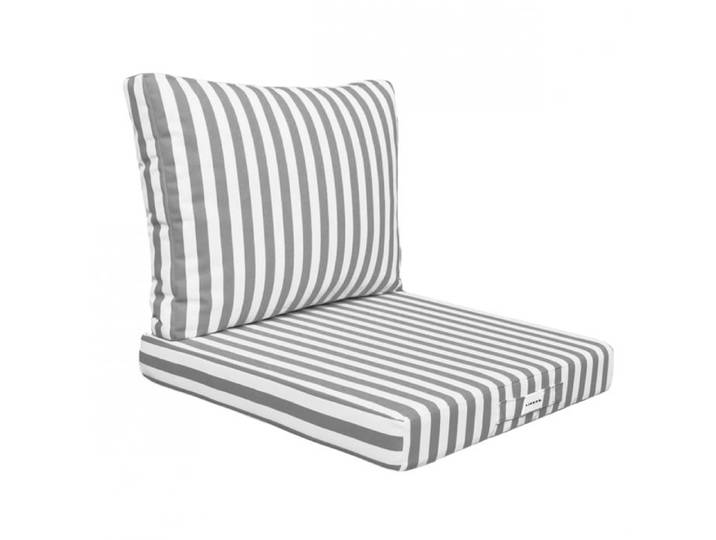 Kit de coussins pour salon de jardin déhoussables - 60 x 60 cm - Rayé gris - Linxor