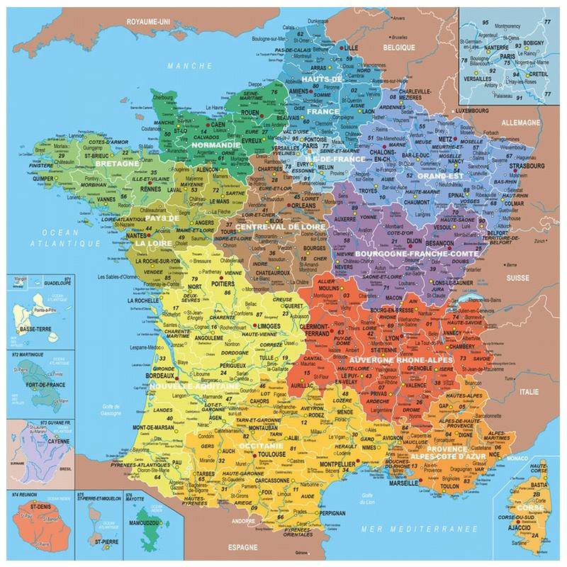 Puzzle Michèle Wilson Puzzle en bois Carte de France Régions - 24pcs