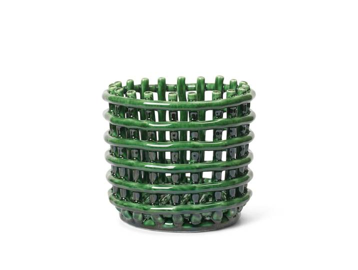 Ferm Living - Keramik Korb, klein, emerald green