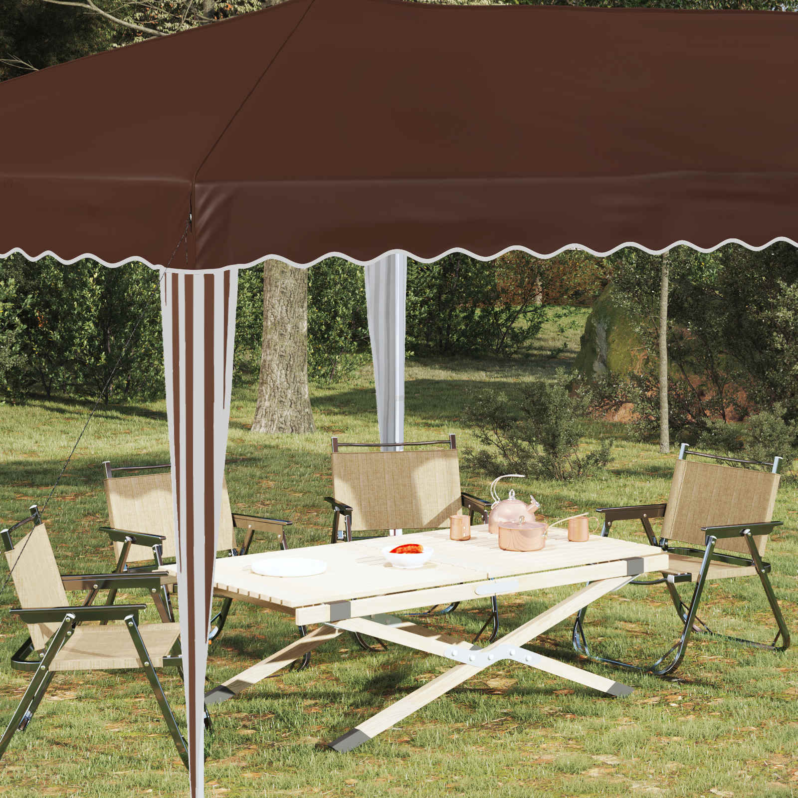 vidaXL Tente de fête pop-up 575 x 290 x 245 cm Marron