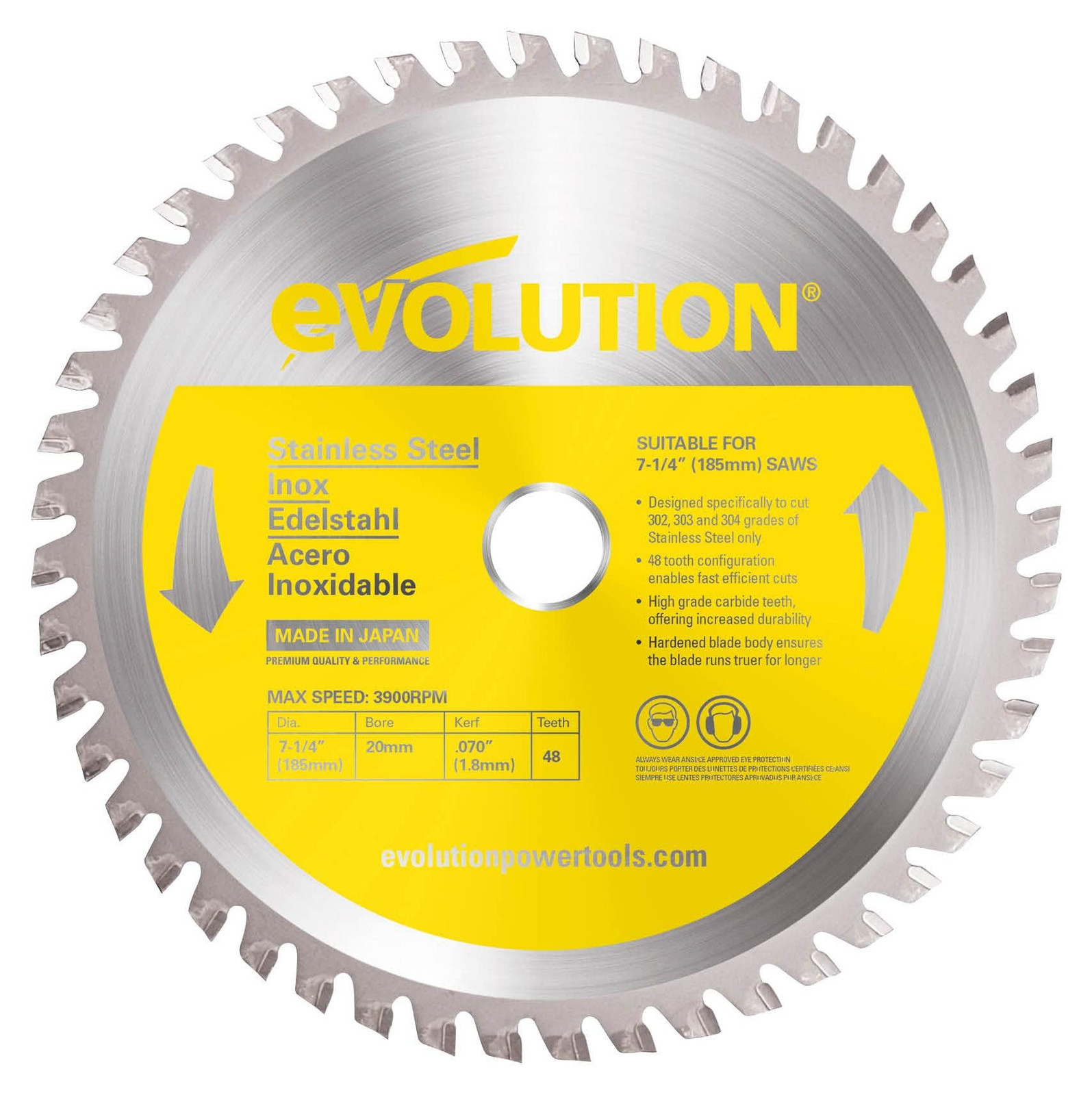 Evolution Power Tools Evolution TCT zaagblad van roestvrij staal, 185 mm, 48 tanden, voor kettingzagen