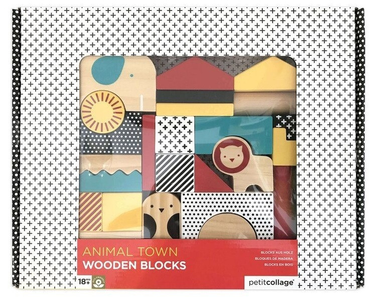 Petit Collage houten blokken met dierenmotieven