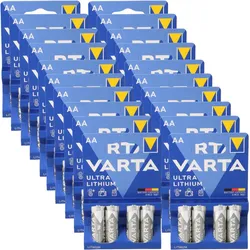 80x VARTA Ultra Lithium AA Mignon 6106 FR14505 1,5V 3000mAh - 20x 4er Blister