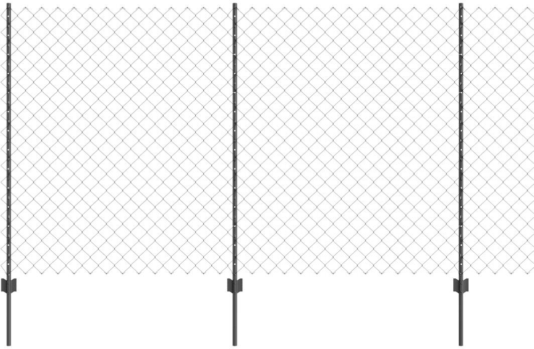 Vidaxl Fence With Posts Steel Grey 140cm H x 1000cm W x 2.7cm D