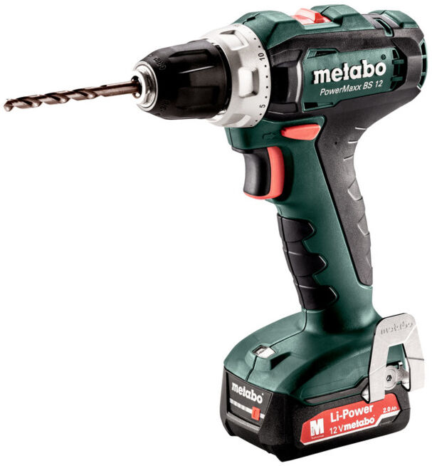 Perceuse-visseuse sans fil PowerMaxx BS 12 metabo, Coffret, 12V 2x2Ah Li-Ion + SC 30 (601036500)