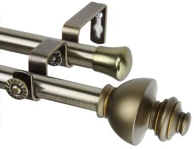 InStyleDesign Monarch Adjustable Antique Brass Double Curtain Rod Set - Antique Brass