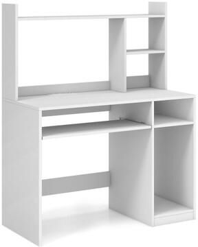 Costway Home Office Computer Desk with Bookcase Keyboard Tray and CPU Stand-White