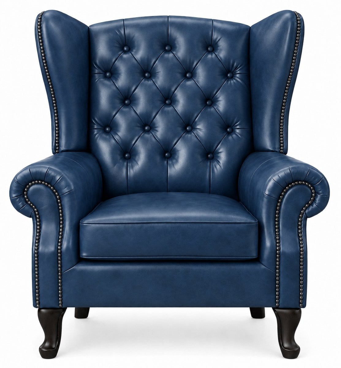 Chesterfield Fauteuil Blauw Leer - Lounge Chair en Clubfauteuil