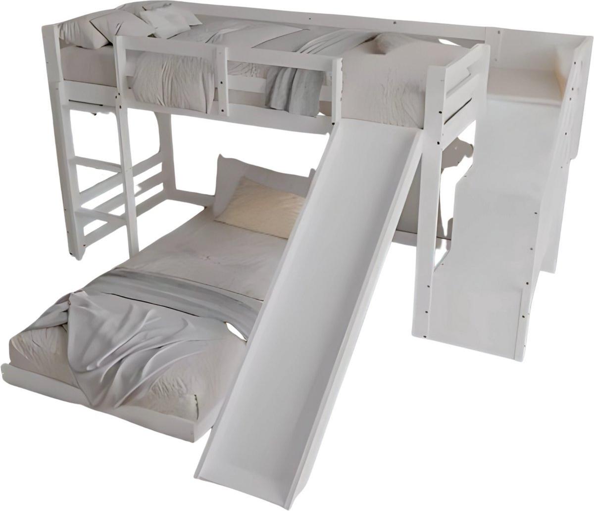 Opulence Luxus-Etagenbett für Kinder - 90x200cm - Mit Rutsche - Kinderbett - Hochbett - Mit Eckleiter, Absturzsicherung & Fenster - Kinderbett