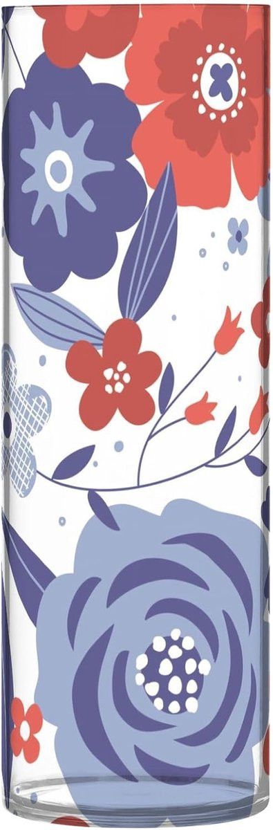 Decoratieve Orkaan Vazen in Rood Wit Blauw - Onbreekbare Plastic Cilinder Vazen - Hoogte: 30 cm