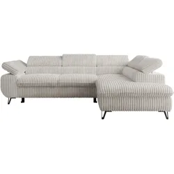 ECKSOFA PABLO L Beige Cord - Rechts Seite mit T25 Topper