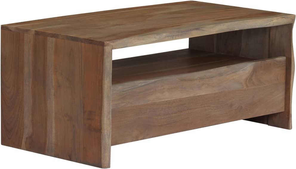 vidaXL Table basse Acacia massif Bord assorti 90x50x40 cm Gris