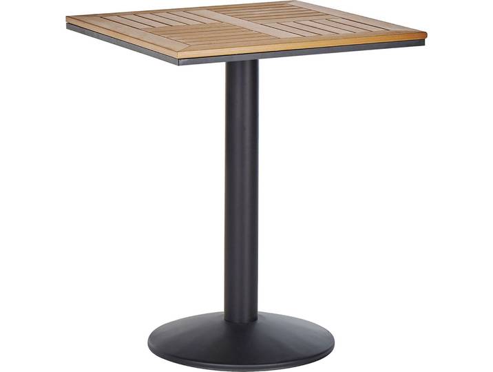 BELIANI Gartentisch Hellbraun Kunstholz Schwarz Metall quadratisch 60x60 cm Industrie Outdoor Indoor Gartenausstattung Terrasse Balkon Möbel