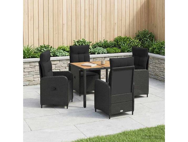 vidaXL Outdoortisch-Set 5 stk. Schwarz